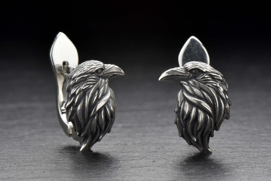 Oxidized Sterling Silver Crow Earrings: Gothic Raven Jewelry (etsy image id: 5228373986)