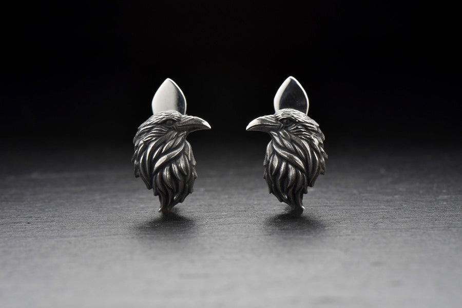 Oxidized Sterling Silver Crow Earrings: Gothic Raven Jewelry (etsy image id: 5228373986)