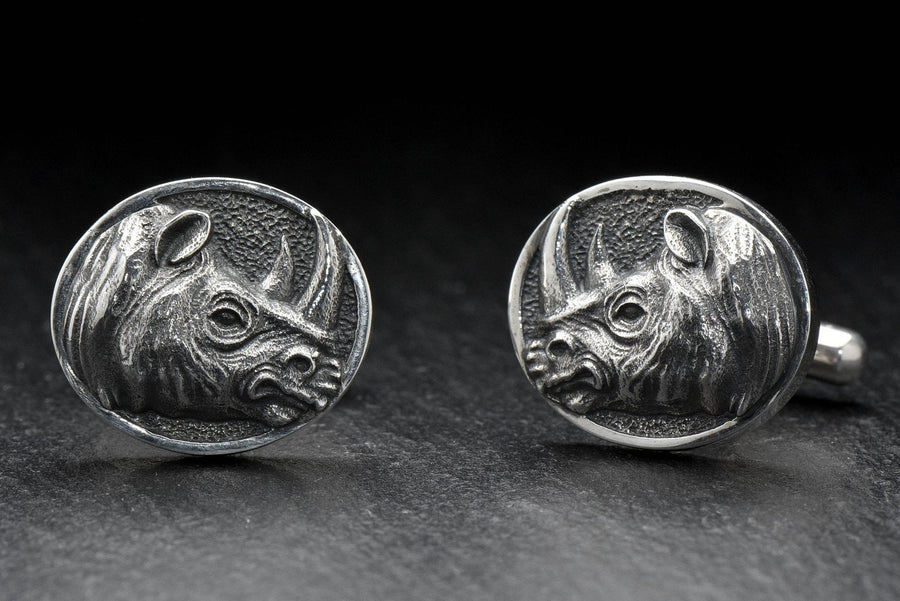 Sterling Silver Rhino Cufflinks, Animal Jewelry Gift (etsy image id: 7349262118)