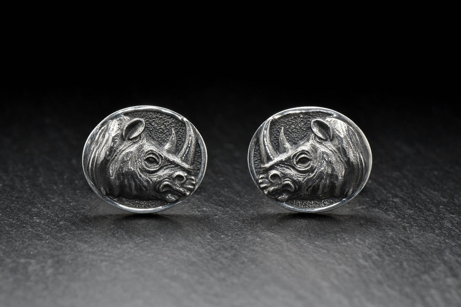 Sterling Silver Rhino Cufflinks, Animal Jewelry Gift (etsy image id: 7349262118)