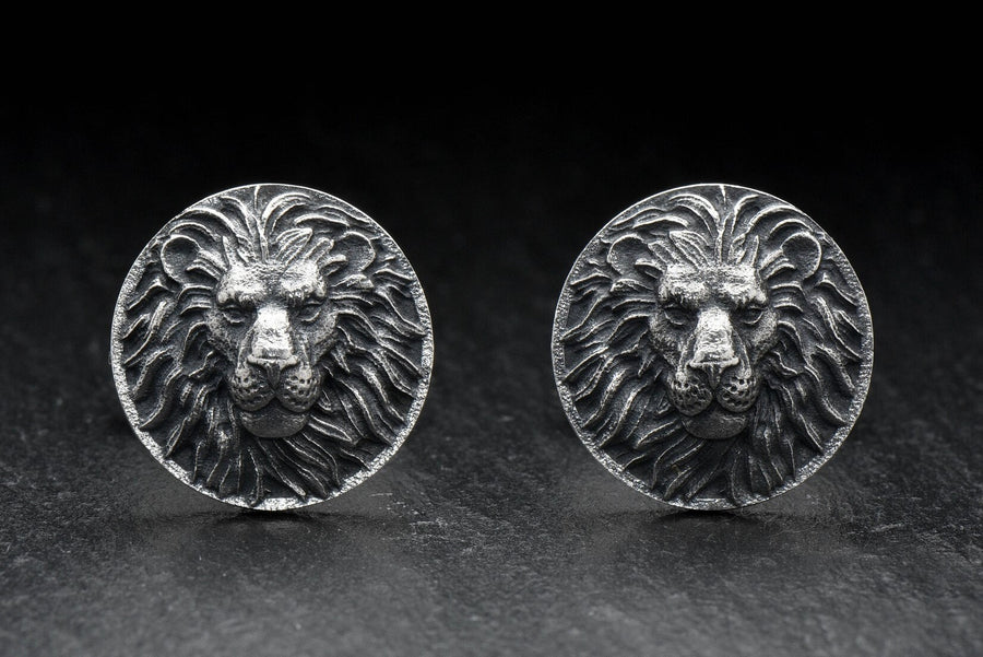 Sterling Silver Lion Cufflinks: Oxidized 925 Silver Animal Jewelry (etsy image id: 7352855294)