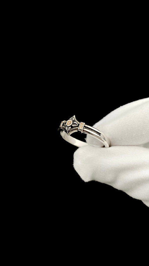 Bathed in soft, romantic light against elegant white silk, this alternative bridal set perfectly balances dark gothic architecture with traditional wedding luxury. The rings evoke a mysterious, dark academia atmosphere, capturing the timeless beauty of ancient stone cathedrals and eternal devotion. Designed for modern couples who appreciate history and non-traditional aesthetics, this matching wedding set is a profound symbol of a love story root (etsy image id: 7928015292)