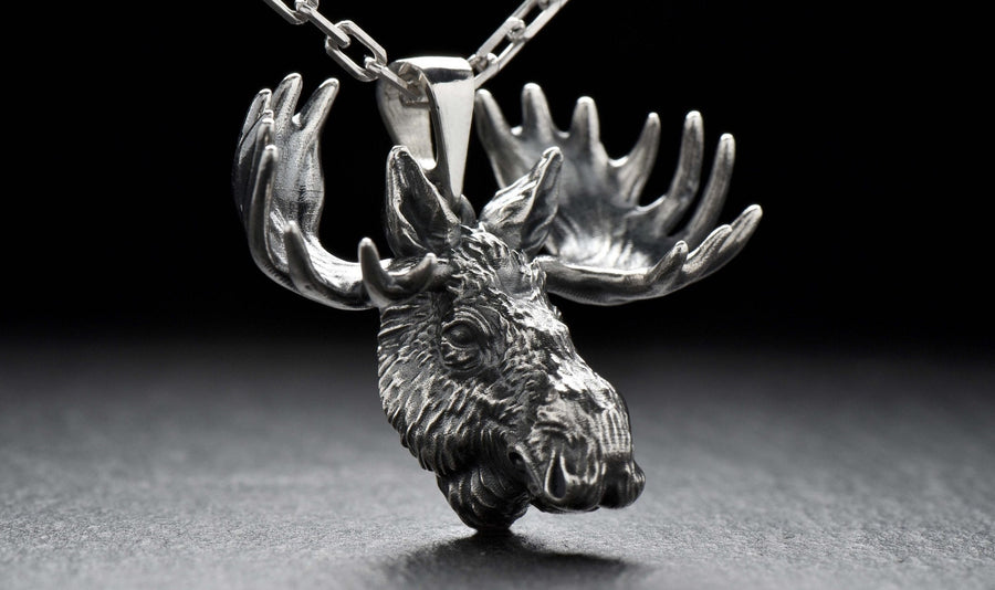 Elk head pendant	Elk	Elk necklace	Elk jewelry	silver elk	elk head	elk lover	silver pendant	Sterling silver
