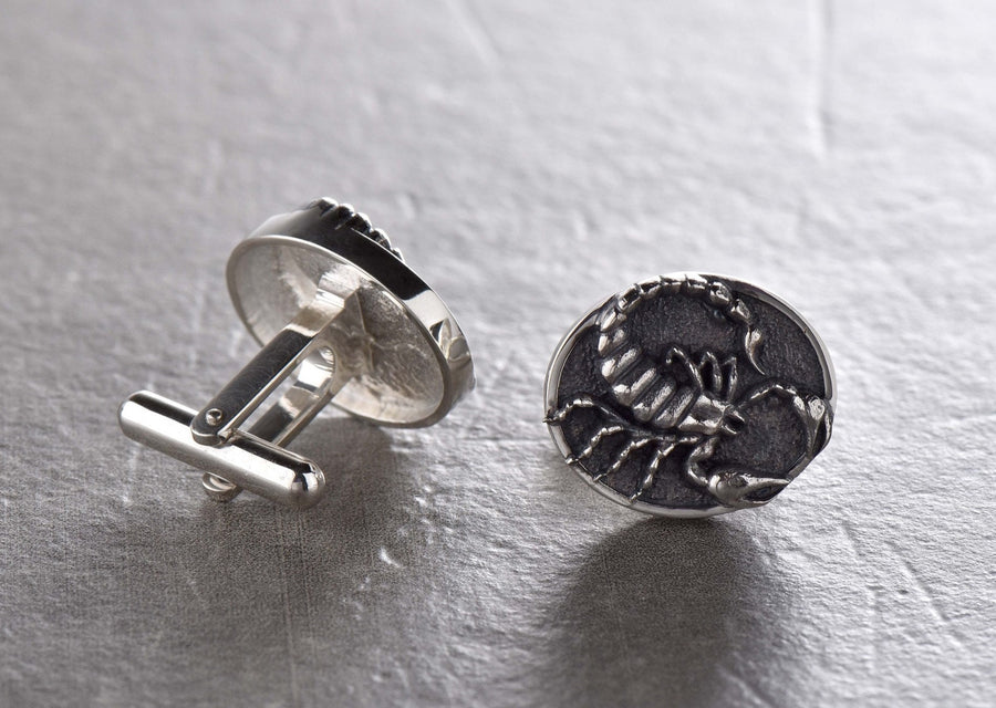 Sterling Silver Scorpion Cufflinks: Handmade Unusual Jewelry Gift (etsy image id: 7400786333)