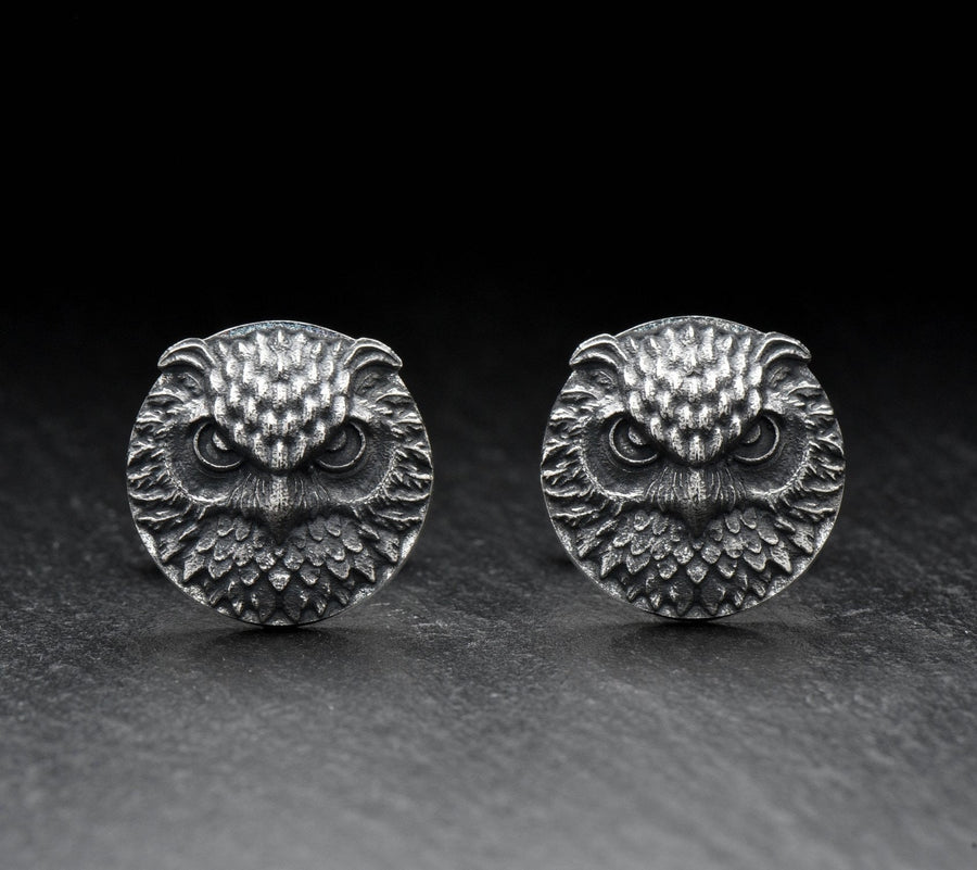 Oxidized Sterling Silver Owl Cufflinks: Animal Jewelry Gift (etsy image id: 7235945981)