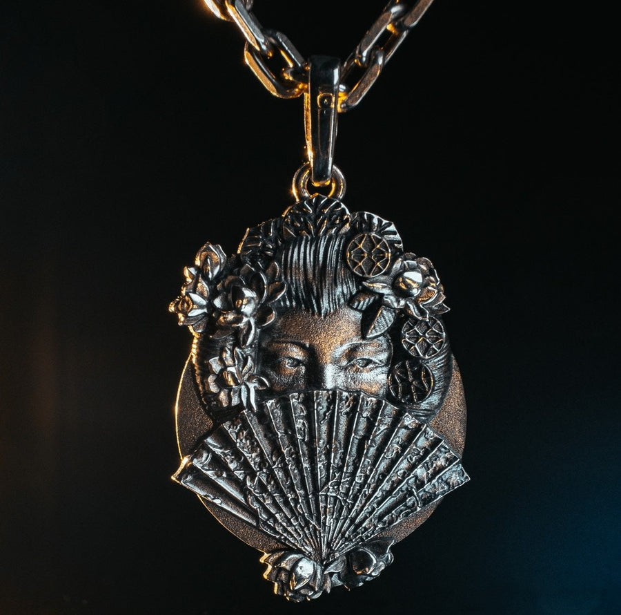 Sterling Silver Geisha Pendant: Handmade Japan Necklace (etsy image id: 5581135653)