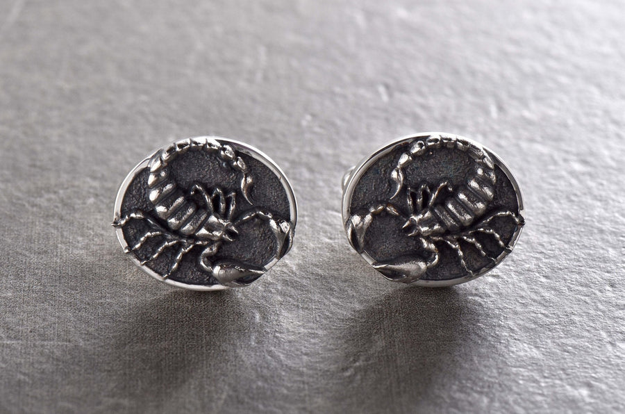 Sterling Silver Scorpion Cufflinks: Handmade Unusual Jewelry Gift (etsy image id: 7400786333)