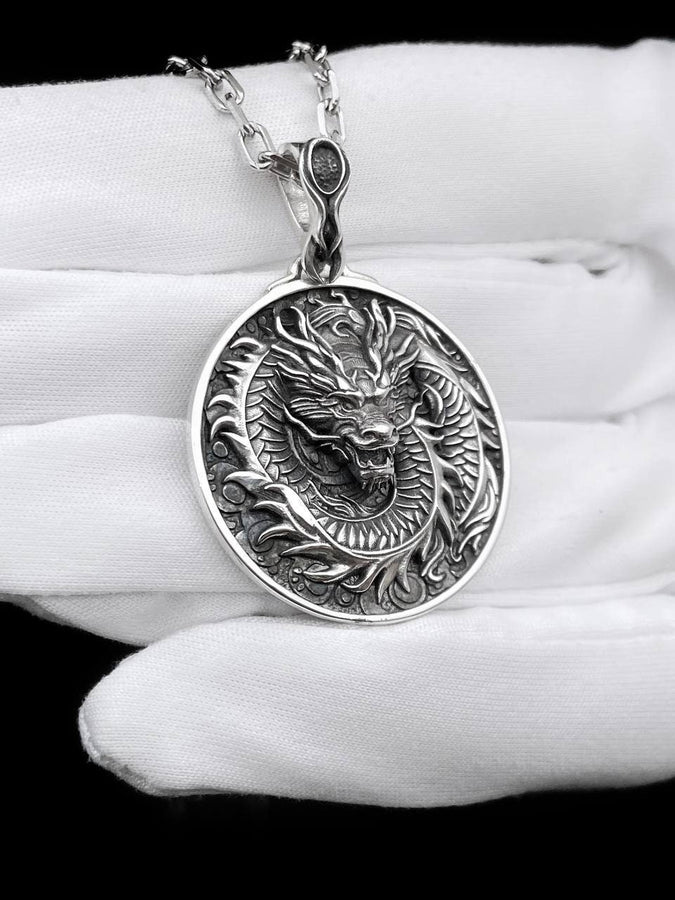 Sterling Silver Chinese Dragon Pendant Necklace: Handmade Dragon Jewelry (etsy image id: 5396847028)