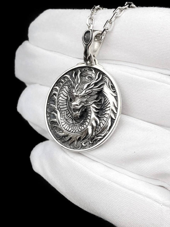 Sterling Silver Chinese Dragon Pendant Necklace: Handmade Dragon Jewelry (etsy image id: 5396847028)