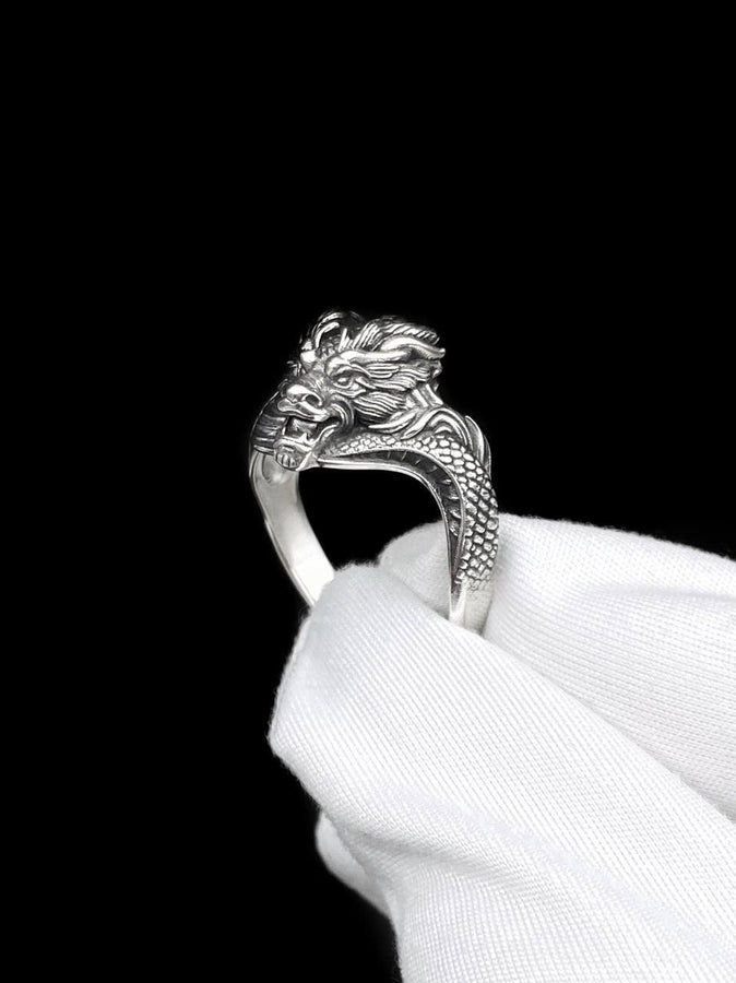 Sterling Silver Chinese Dragon Ring: Handmade Fantasy Jewelry (etsy image id: 7251447355)