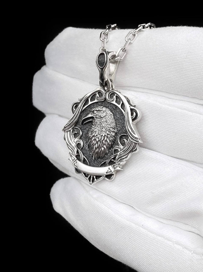 Gothic Raven Pendant Necklace: Sterling Silver Victorian Occult Jewelry (etsy image id: 5382482950)