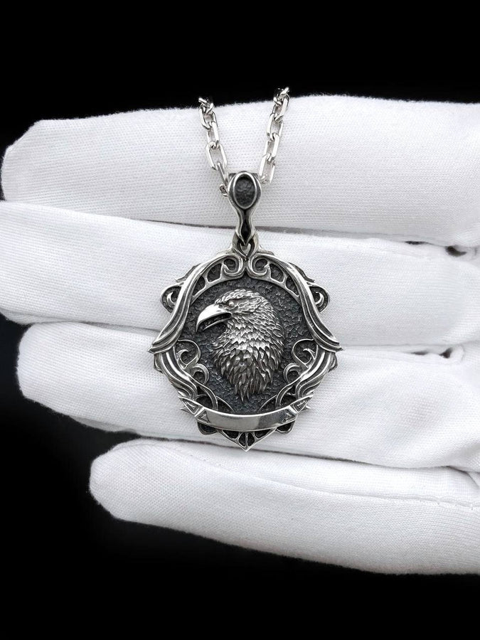 Gothic Raven Pendant Necklace: Sterling Silver Victorian Occult Jewelry (etsy image id: 5382482950)