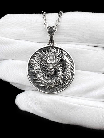 Sterling Silver Chinese Dragon Pendant Necklace: Handmade Dragon Jewelry (etsy image id: 5445006543)