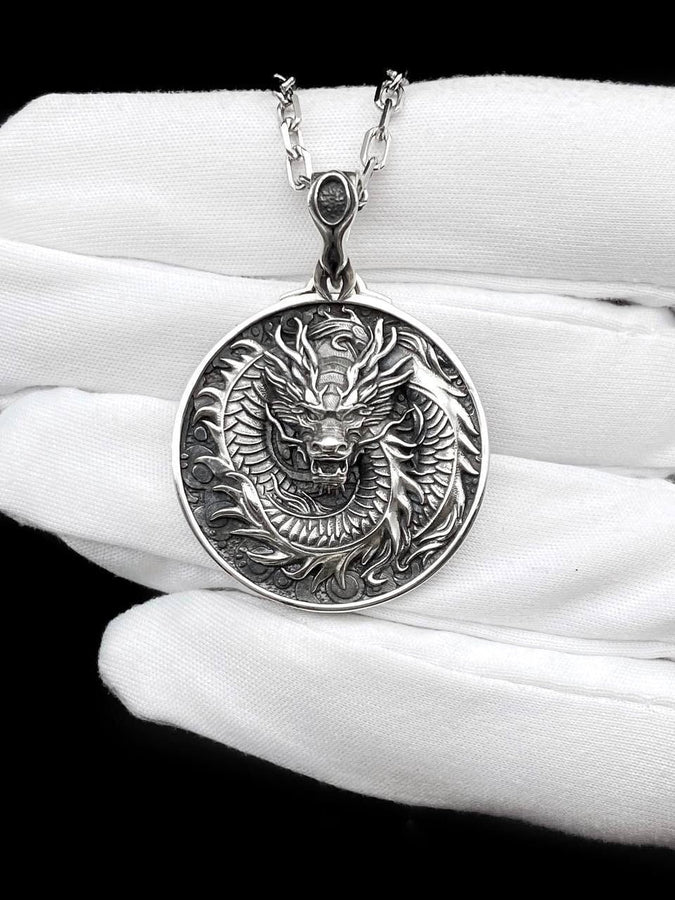 Sterling Silver Chinese Dragon Pendant Necklace: Handmade Dragon Jewelry (etsy image id: 5396847028)