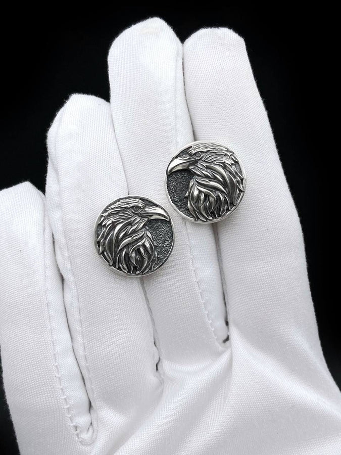 Sterling Silver Raven Cufflinks: Bird Lover Jewelry (etsy image id: 7186681950)