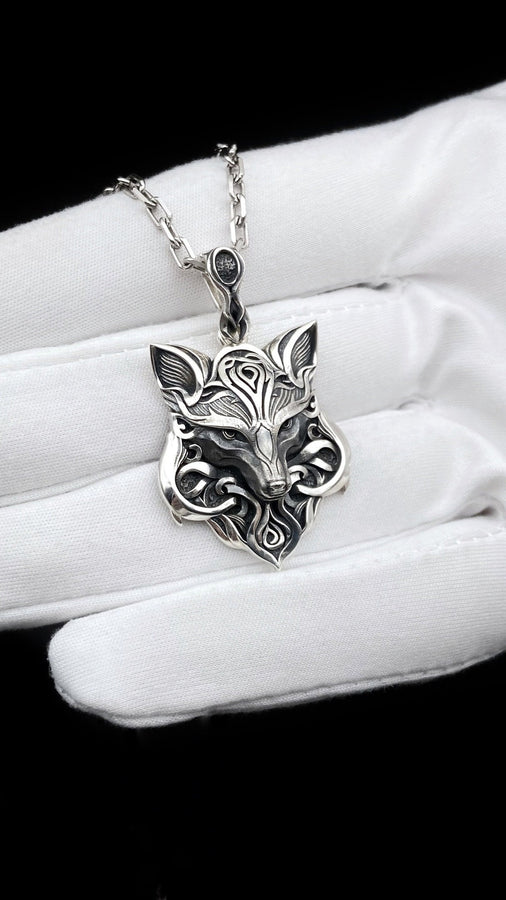 Gothic Fox Pendant Silver – Sterling Silver Fox Necklace | Mystical Animal Totem Jewelry for Men and Women (etsy image id: 5523680275)