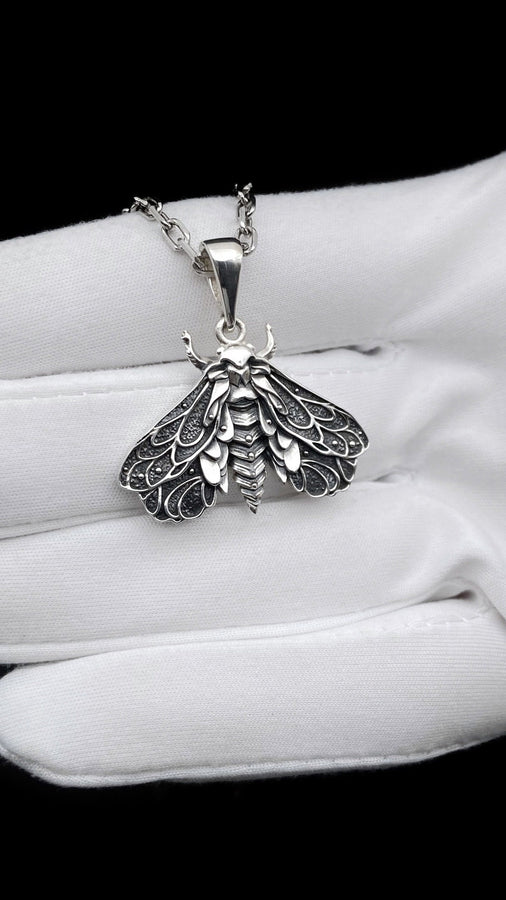 Sterling Silver Moth Pendant: Handmade Insect Necklace (etsy image id: 5475599240)