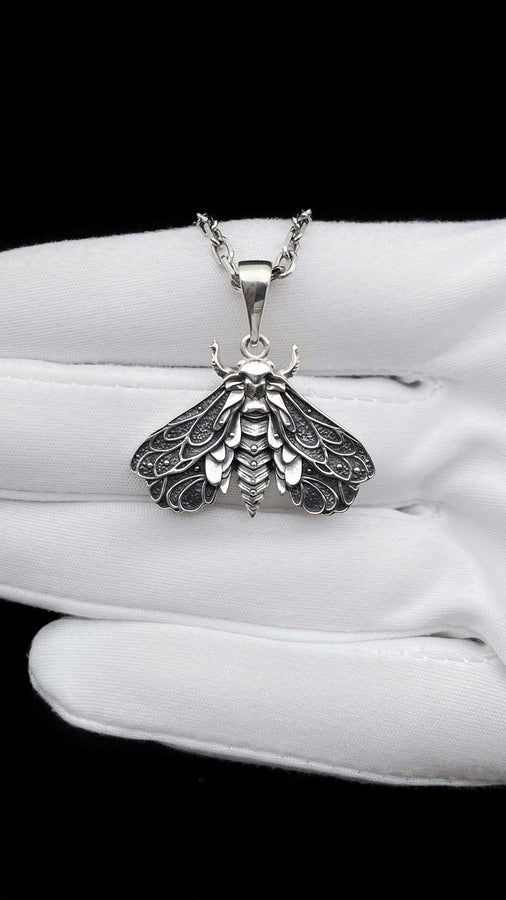 Sterling Silver Moth Pendant: Handmade Insect Necklace (etsy image id: 5475599240)