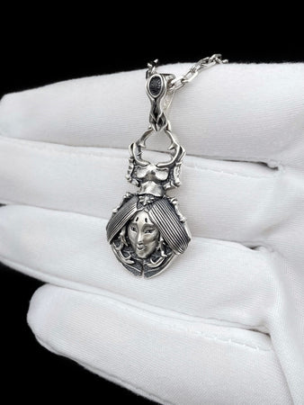 Sterling Silver Noh Mask Pendant: Handmade Japanese Jewelry (etsy image id: 5479423738)