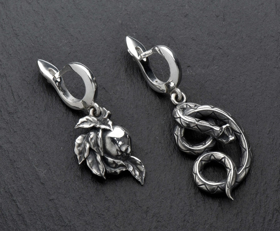 snake	apple	viper	vasilisk	Serpent Tempter	legend	silver earring	mythologic	apple earring	the Forbidden fruit	serpent	snake jewelry	serpent earrings (etsy image id: 7163149776)