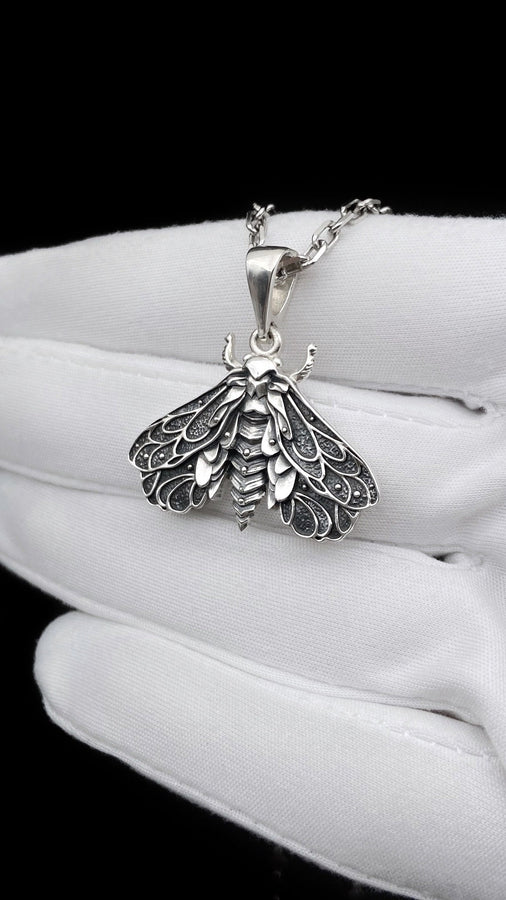 Sterling Silver Moth Pendant: Handmade Insect Necklace (etsy image id: 5475599240)