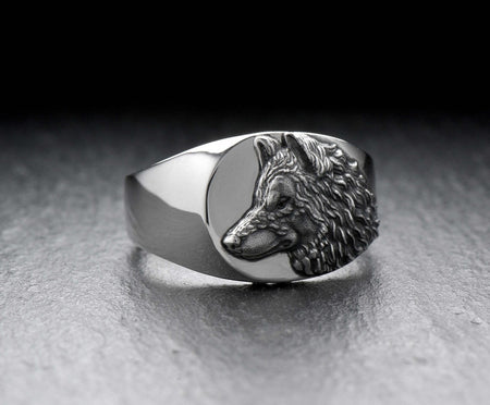 Sterling Silver Wolf Signet Ring: Handmade Animal Jewelry (etsy image id: 5526005370)