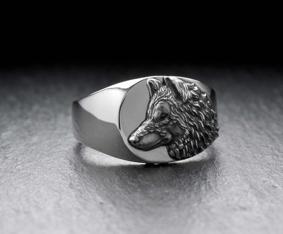 Signet ring	silver signet ring	signet silver ring	men jewelry	wolf signet ring	wolf's head ring (etsy image id: 4051826268)