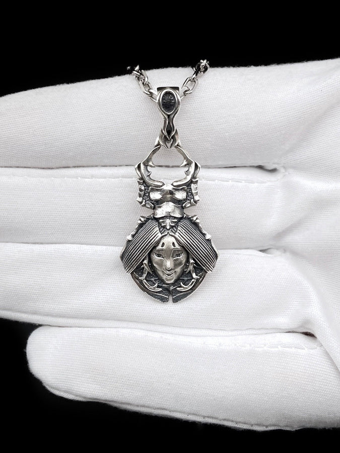 Sterling Silver Noh Mask Pendant: Handmade Japanese Jewelry (etsy image id: 5527534527)