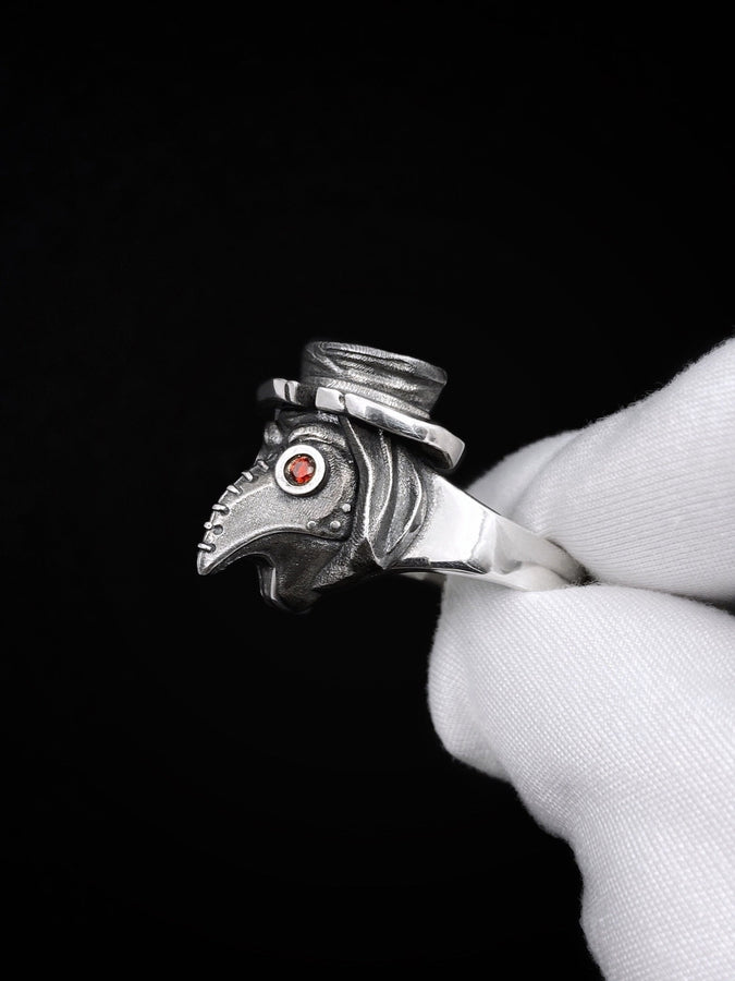 Sterling silver	silver ring	Halloween	Halloween ring	gift for her	gift for him	Plague Doctor