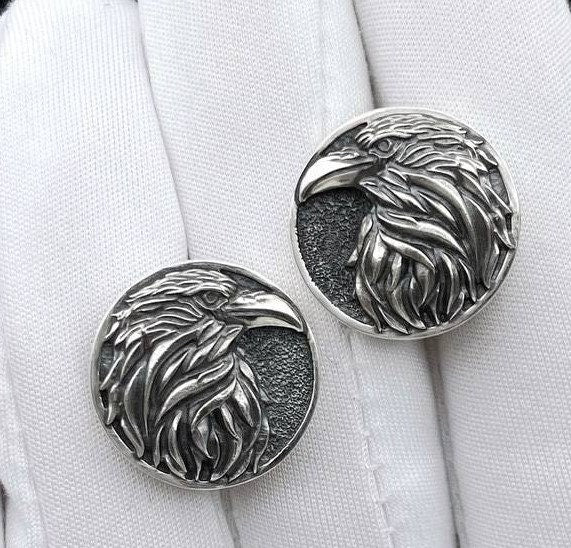 Sterling Silver Raven Cufflinks: Bird Lover Jewelry (etsy image id: 7186681950)