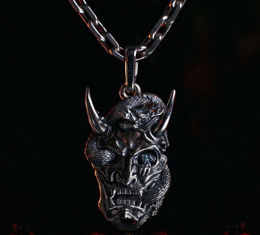 Sterling Silver Oni Mask Pendant, Handmade Asia Jewelry (etsy image id: 5088419480)