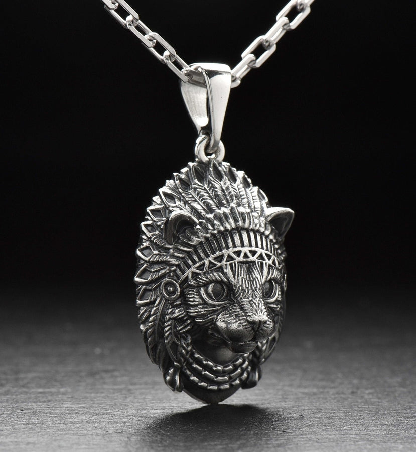 silver pendant	animal jewelry	cat silver	cat pendant	cat necklace	silver necklace	silver cat	cat lover gift	cat	indian	amerind	American Indian	amerind gift (etsy image id: 4301341426)