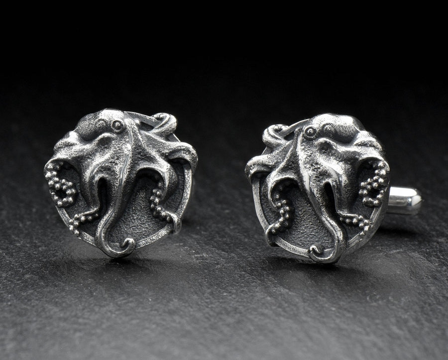 Sterling Silver Octopus Cufflinks: Sea Creature Jewelry Gift (etsy image id: 7181055826)