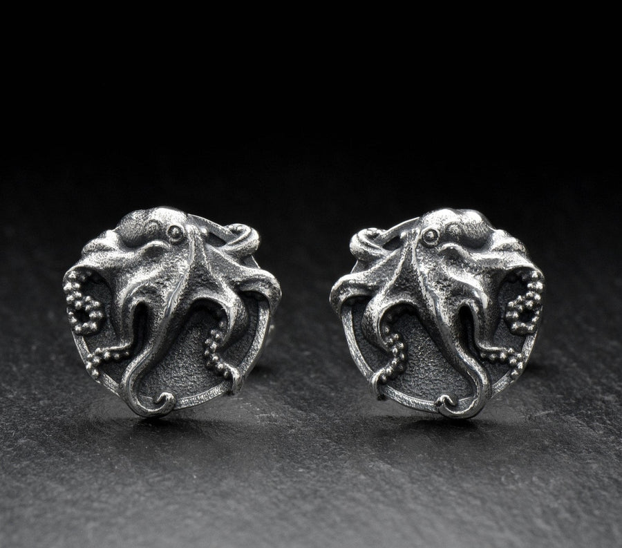 Sterling Silver Octopus Cufflinks: Sea Creature Jewelry Gift (etsy image id: 7181055826)