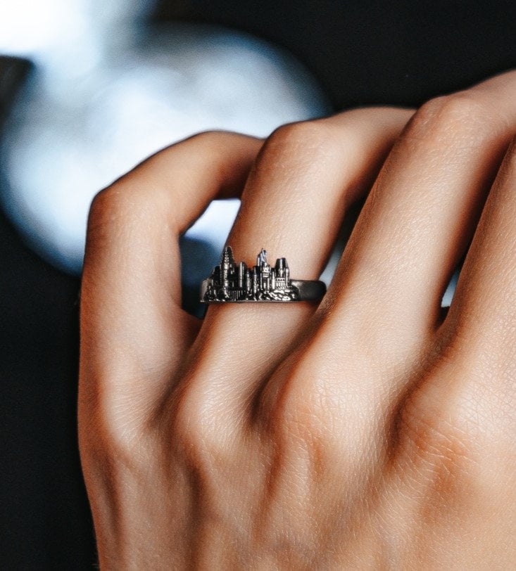 Magic Castle Sterling Silver Ring: Architect Fantasy Jewelry (etsy image id: 5048503328)