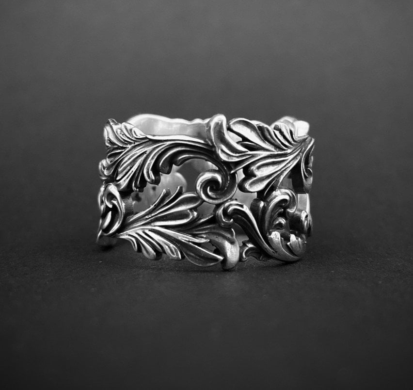 Patterned Sterling Silver Statement Ring: Handmade Art Lover Jewelry (etsy image id: 5092568595)