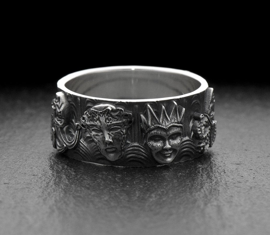 Sterling Silver Mask Ring: Handmade Harlequin Jewelry, Theater Gift (etsy image id: 7131933406)