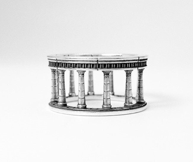 Sterling Silver Column Ring: Handmade Gothic Architecture Jewelry (etsy image id: 5535826380)