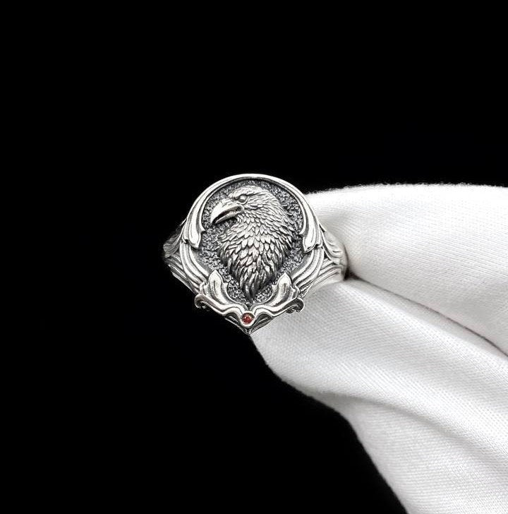 Oxidized Sterling Silver Raven Ring: Gothic Norse Bird Totem (etsy image id: 5544837350)