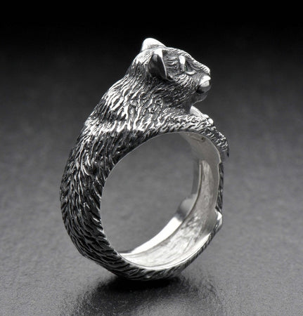 Sterling Silver Cat Ring, Whimsical Feline Animal Jewelry, Cat Lover Gift (etsy image id: 5547943150)