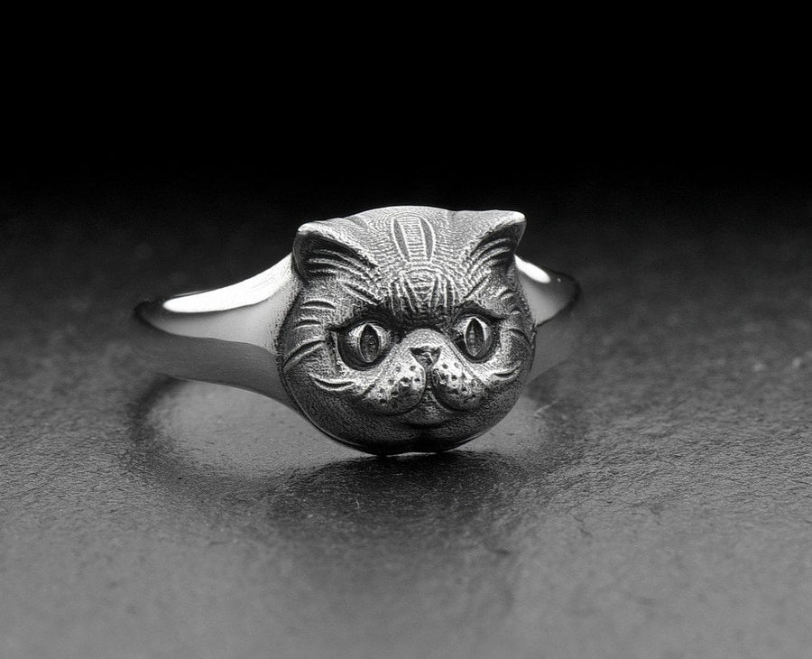 Cat Signet Ring – Minimalist Sterling Silver Feline Face Ring | Elegant Everyday Jewelry for Cat Lovers (etsy image id: 7363878238)