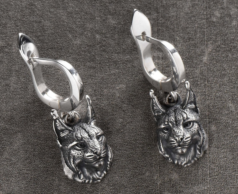 Sterling Silver Lynx Earrings: Handmade Animal Jewelry (etsy image id: 4742948143)