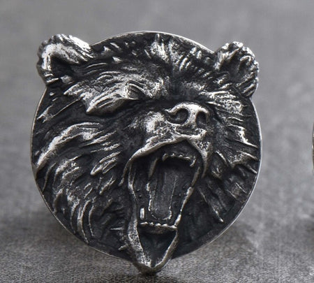 Sterling Silver Bear Cufflinks, Handmade Animal Jewelry for Bear Lovers, Unique Wildlife Cuff Links, Rustic Silver Gift for Men or Women (etsy image id: 5554555176)