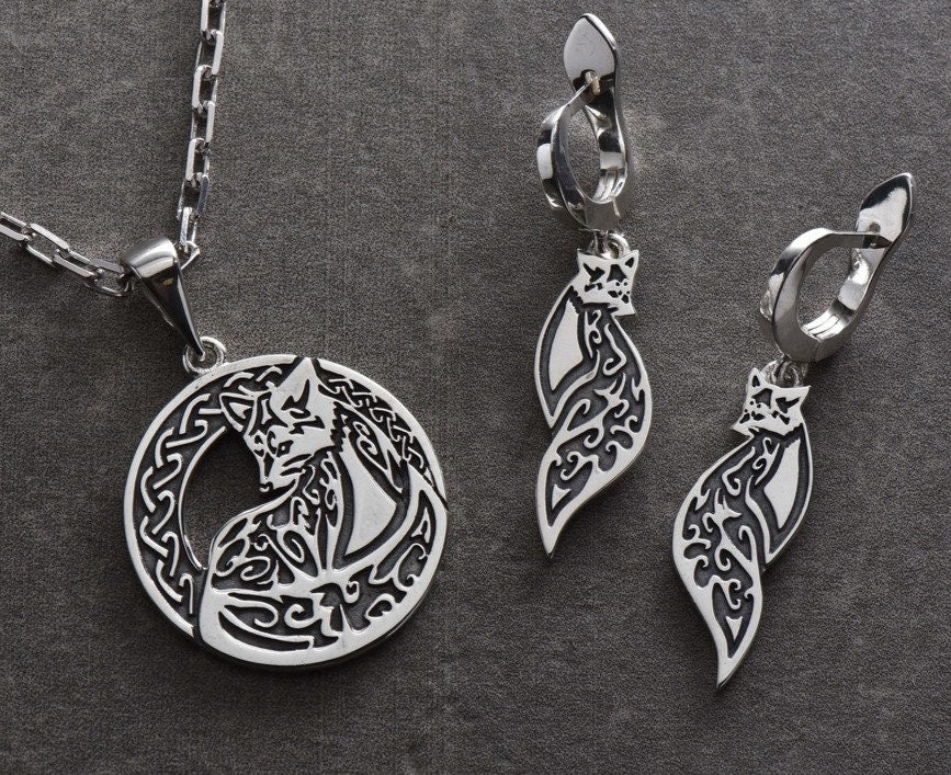 Sterling Silver Fox Pendant – Celtic Knot Fox Necklace | Spirit Animal Jewelry Gift for Nature Lovers (etsy image id: 5567352901)