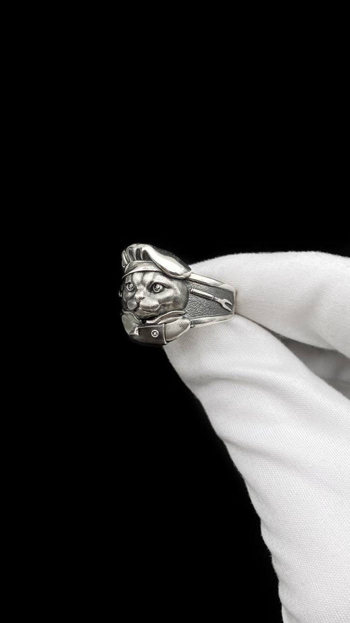 Sterling Silver Cat Chef Ring: Handmade Whimsical Culinary Jewelry (etsy image id: 7364239608)