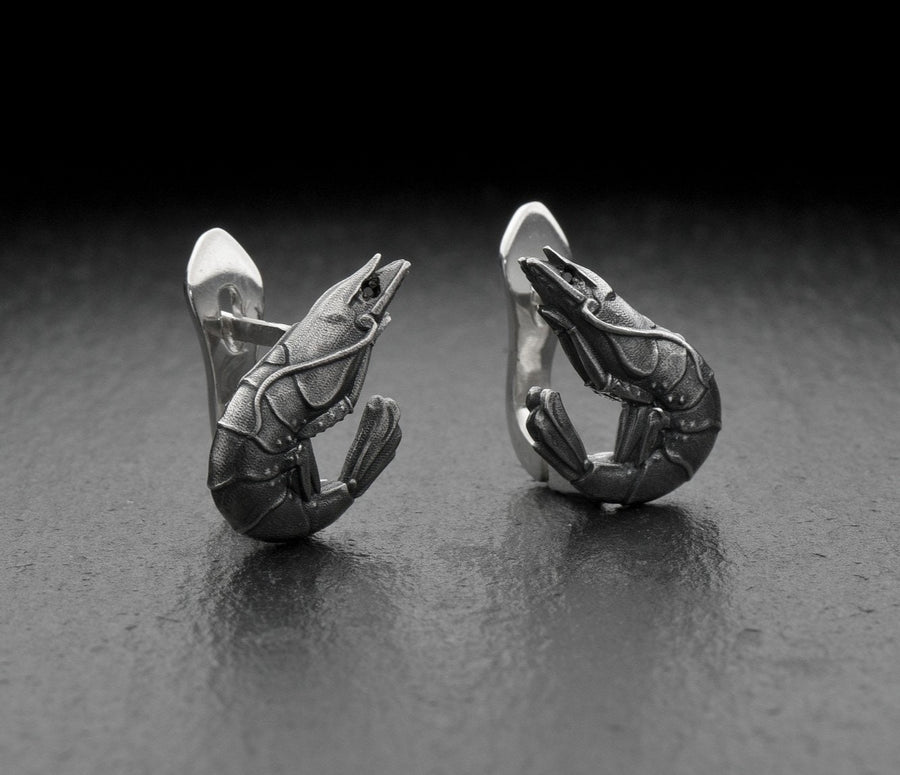 Shrimp lovers	sea lovers	jewelry	gift for her	gift	silver earrings	handmade (etsy image id: 4634891747)