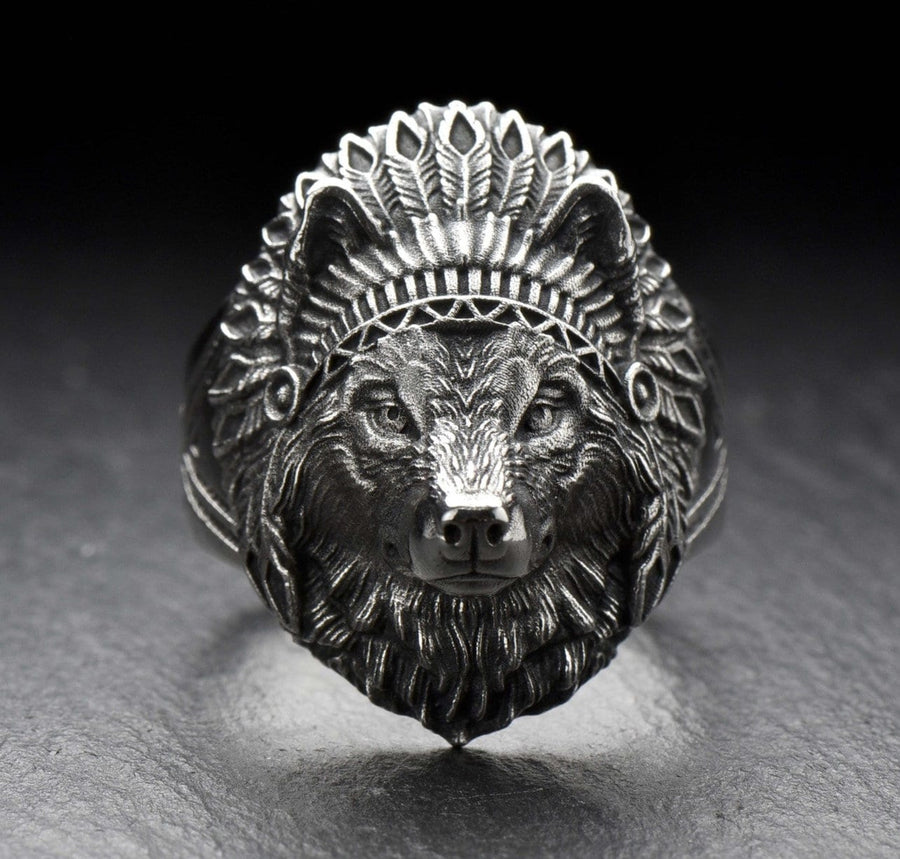 Sterling Silver Wolf Chief Ring, Wolf Totem Jewelry,Wolf Ring, Silver Wolf  Style Gift, Wild Animal lovers Ring, Wolf Lovers Gift