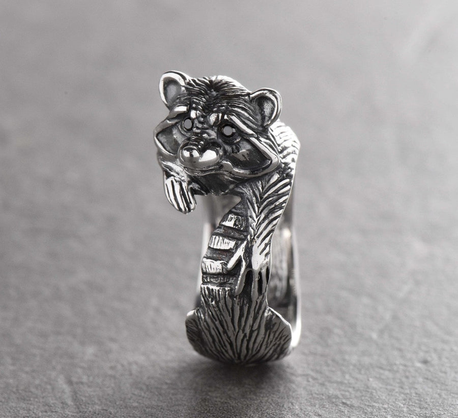 birthday gift	coon ring	raccoon lover gift	raccoon ring	gift for her	animal ring	raccoon charm	coon memorable jewel	coon silver ring	Coon Jewelry	Animal lover gift	rocket raccoon	Pet Coon __etsy:6100290345