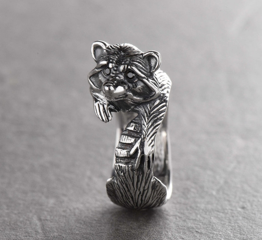 birthday gift	coon ring	raccoon lover gift	raccoon ring	gift for her	animal ring	raccoon charm	coon memorable jewel	coon silver ring	Coon Jewelry	Animal lover gift	rocket raccoon	Pet Coon __etsy:6100290345