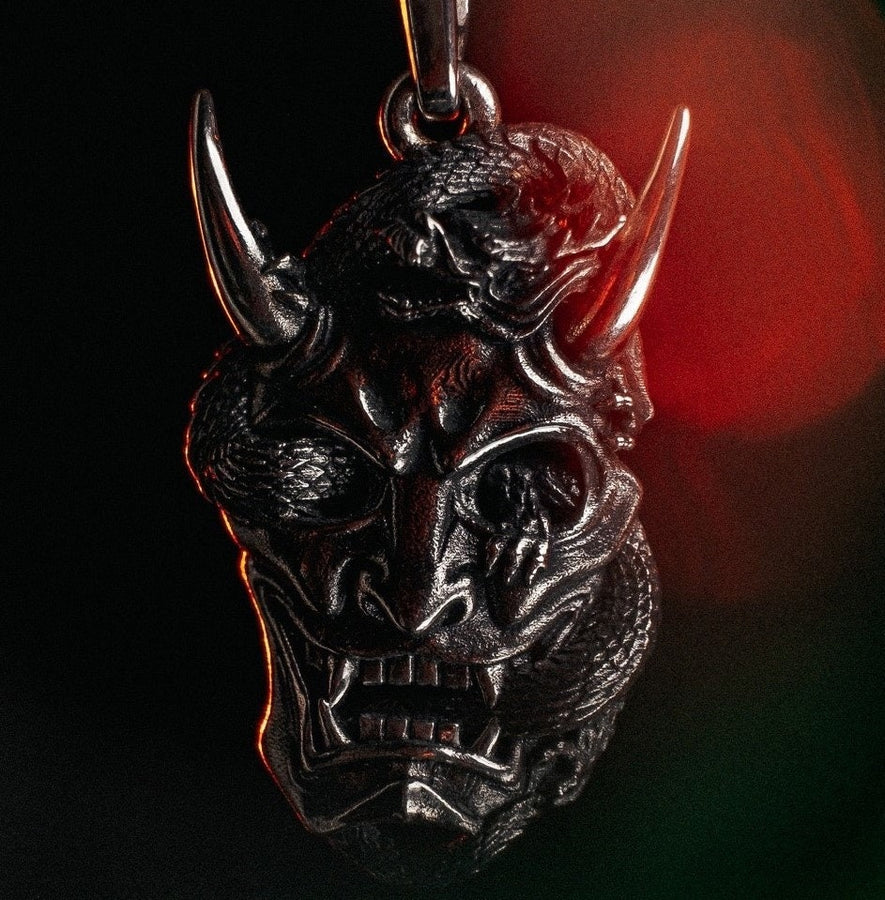 Sterling Silver Oni Mask Pendant, Handmade Asia Jewelry (etsy image id: 5088419480)